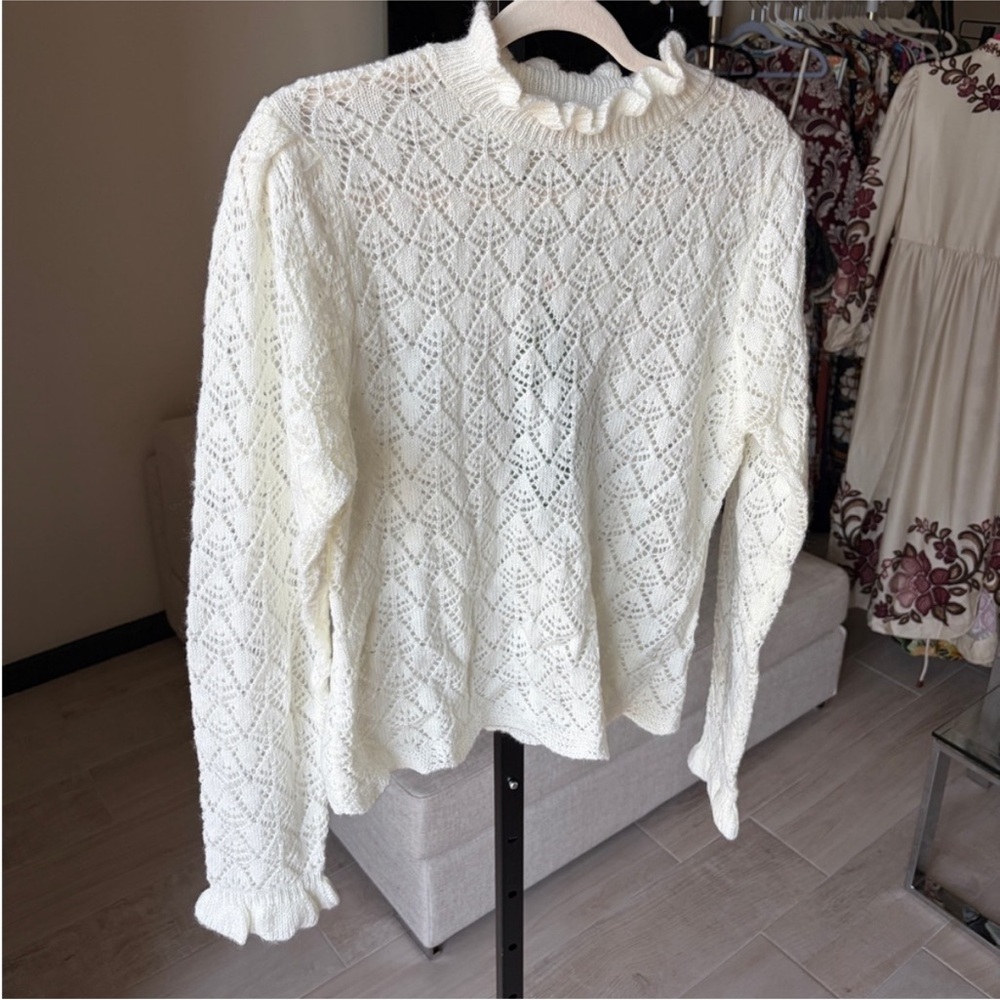 Farm Rio Lace Stitch Ruffles Knit Sweater
- Off-White - Picture 8 of 13